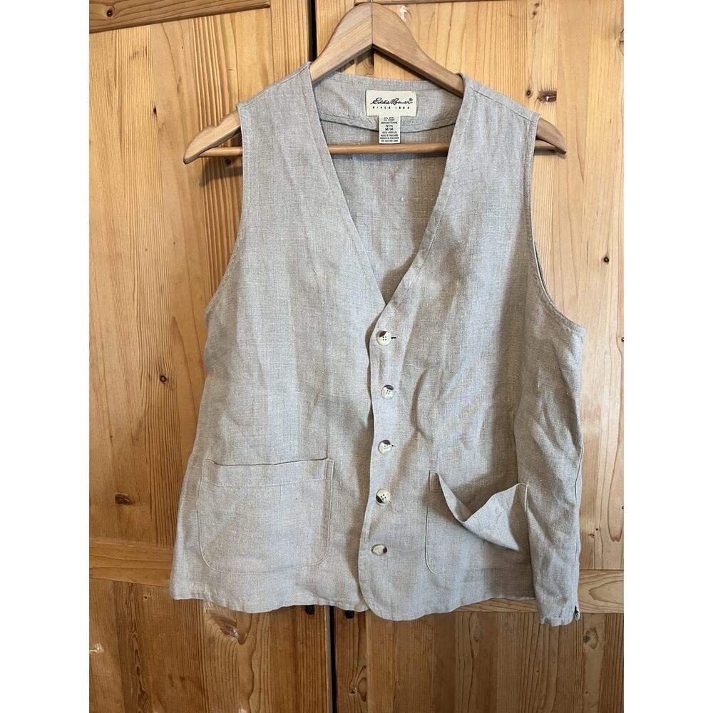 Eddie Bauer 100% Linen Vest Size M